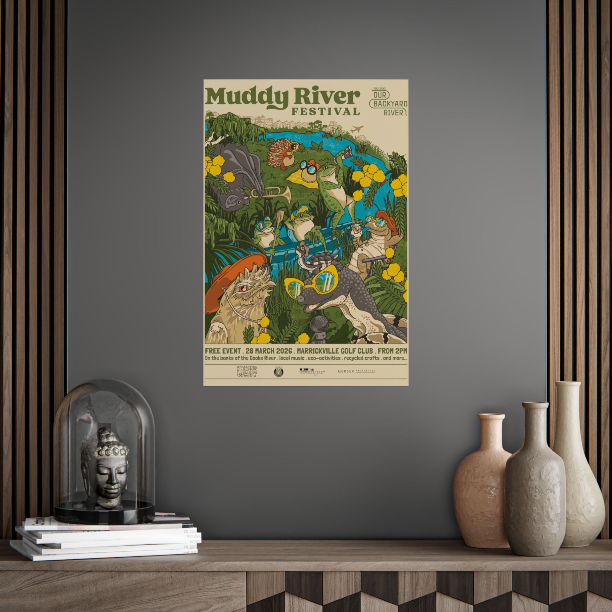 Funky Jungle Frog Poster — Colorful Animal Party Wall Art