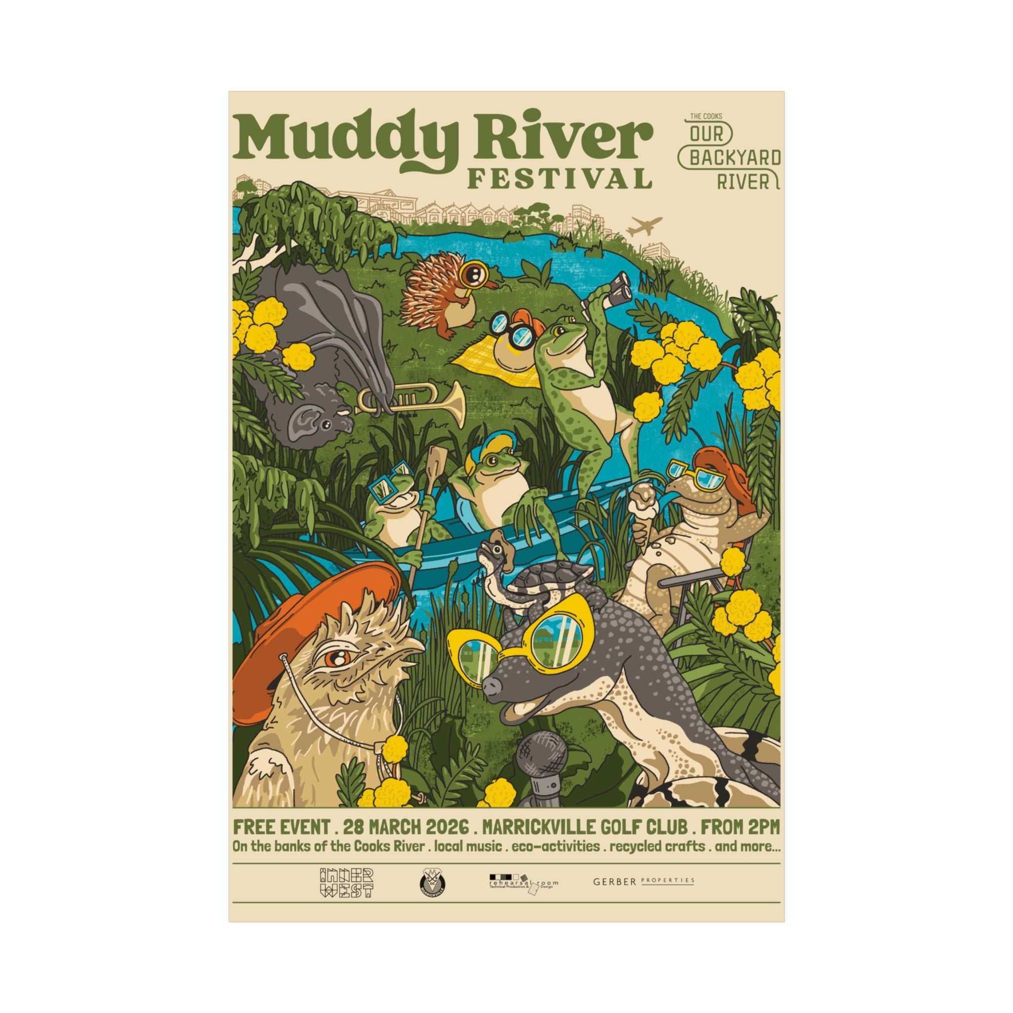 Funky Jungle Frog Poster — Colorful Animal Party Wall Art