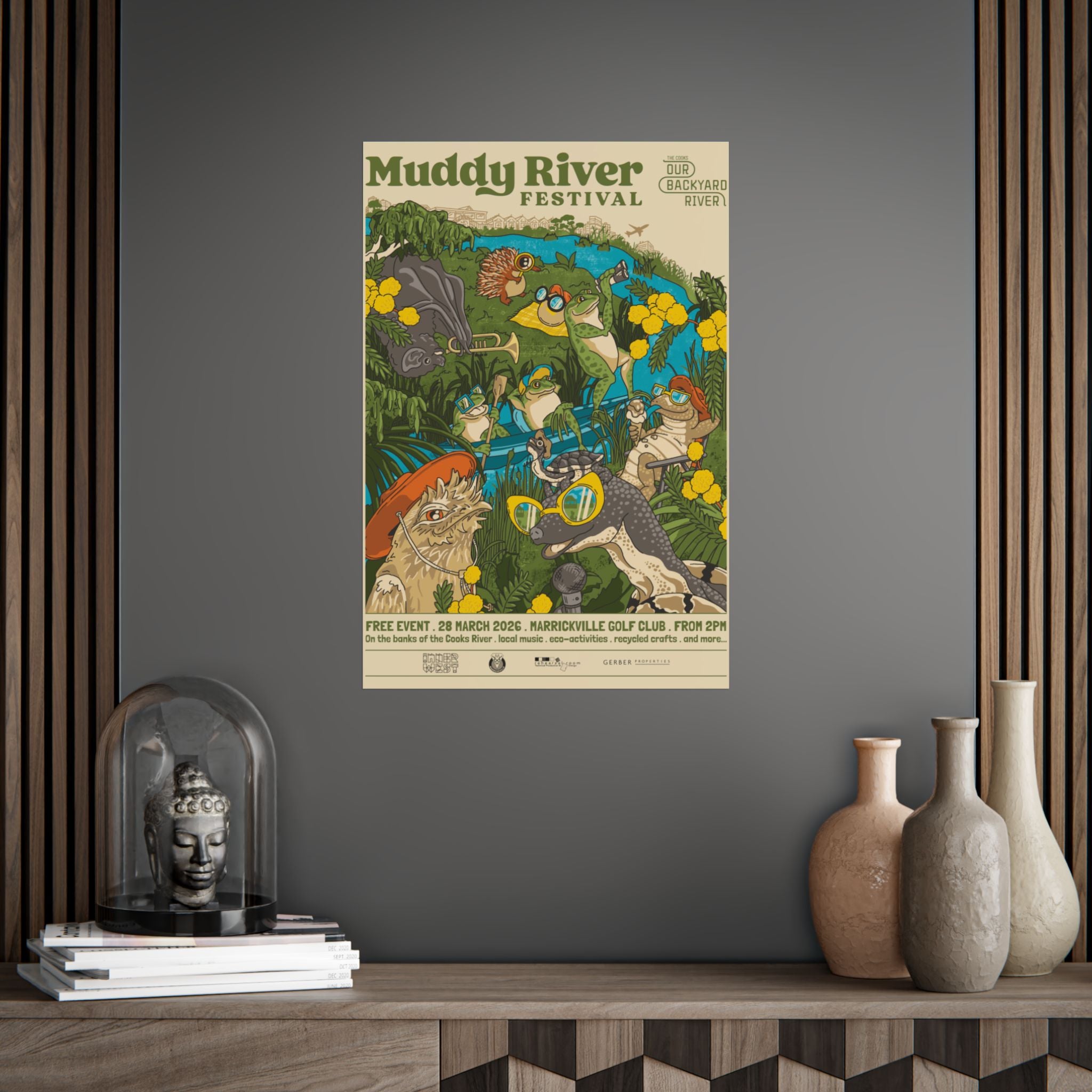 Funky Jungle Frog Poster — Colorful Animal Party Wall Art